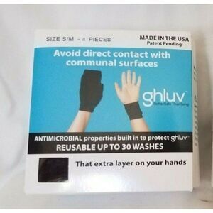 Size S/M Antimicrobial Fingerless Safety Gloves by ghluv Black 2 pair (PPE)